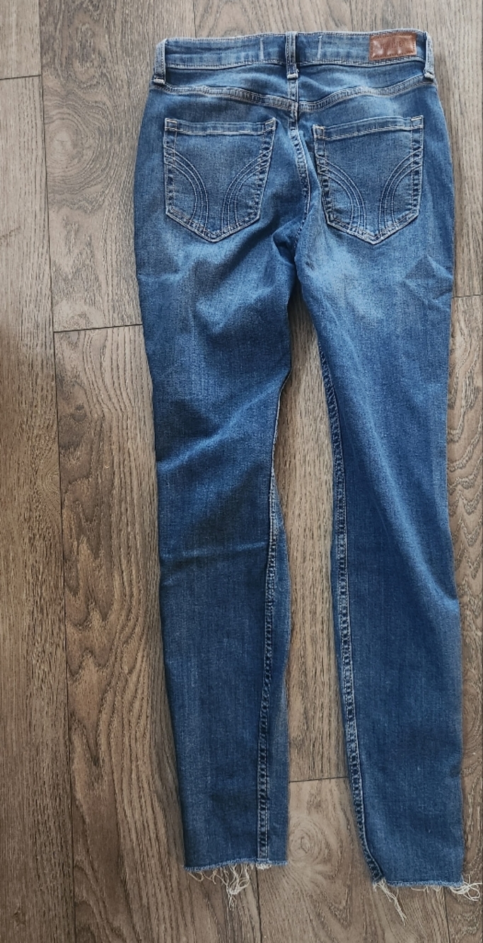 Hollister High-Rise Super Skinny W29 8R Ripped Dark Blue Jeans - Picture 6 of 6